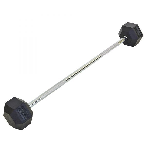 Штанга фиксированная прямая обрезиненная Rubber Hexagon Barbell 20кг (гриф l-95см)