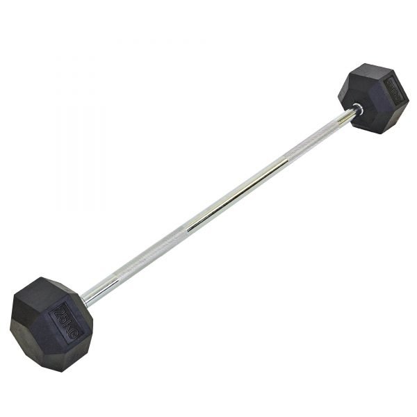 Штанга фиксированная прямая обрезиненная Rubber Hexagon Barbell 25кг (гриф l-95см)