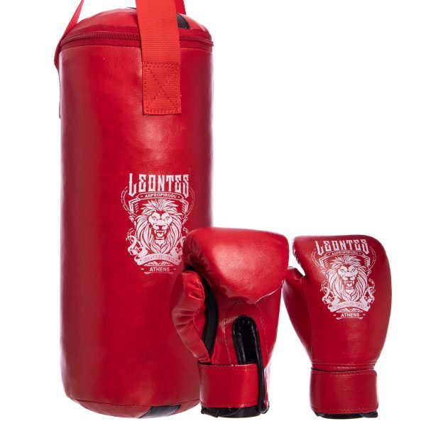 Боксерский набор детский (перчатки+мешок) LEV (PVC, мешок h-40см, d-15см, цвета в ассортименте) - Цвет Красный