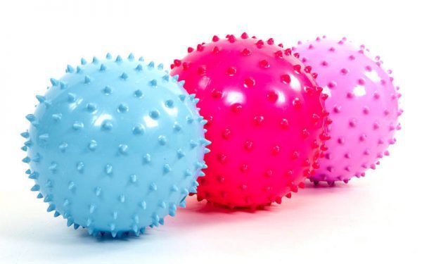 Мяч массажный для фитнеса 23см (резина, 150гр, фиолетовый, синий, розовый)