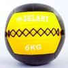 Мяч волбол для кроссфита и фитнеса 6кг Zelart WALL BALL (PU, наполнитель-метал. гранулы, d-33см, черный-желтый)