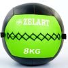 Мяч волбол для кроссфита и фитнеса 8кг Zelart WALL BALL (PU, наполнитель-метал. гранулы, d-33см, черный-зеленый)