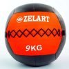 Мяч волбол для кроссфита и фитнеса 9кг Zelart WALL BALL (PU, наполнитель-метал. гранулы, d-33см, черный-красный)