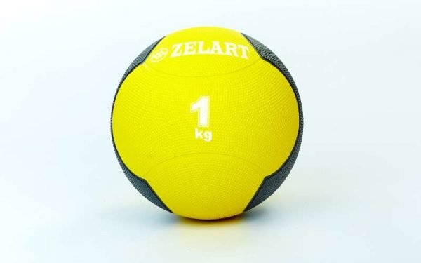 Мяч медицинский медбол Zelart Medicine Ball 1кг (резина, d-19см, желтый-черный)