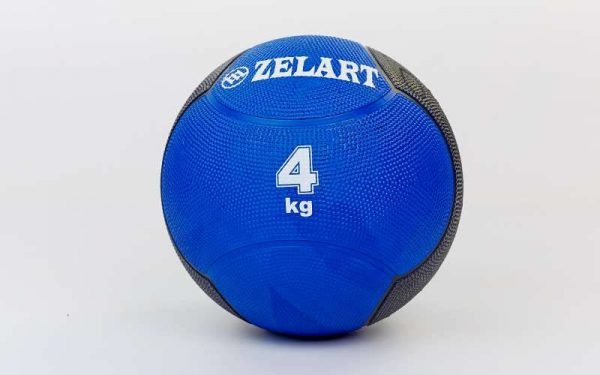 Мяч медицинский медбол Zelart Medicine Ball 4кг (резина, d-21,5см, синий-черный)