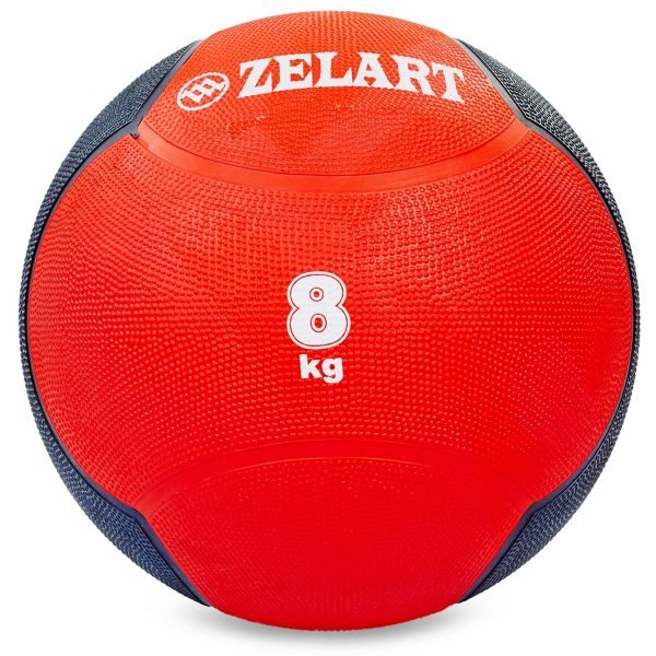 Мяч медицинский медбол Zelart Medicine Ball 8кг (резина, d-28,5см, красный-черный)