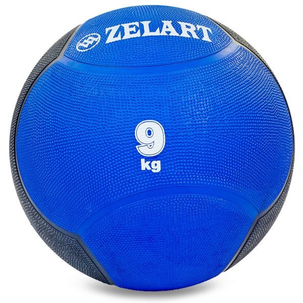 Мяч медицинский медбол Zelart Medicine Ball 9кг (резина, d-28,5см, синий-черный)