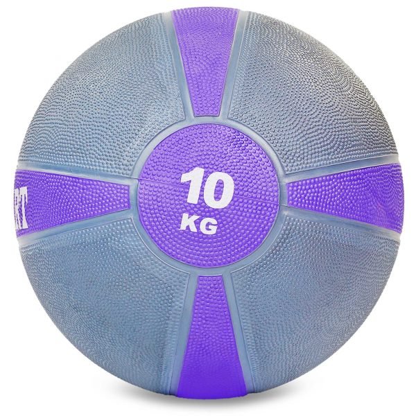 Мяч медицинский медбол Zelart Medicine Ball 10кг (резина, d-28,5см, серый-фиолетовый)
