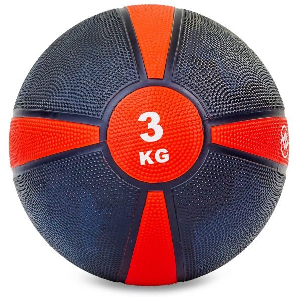 Мяч медицинский медбол Zelart Medicine Ball 3кг (резина, d-21,5см, черный-красный)