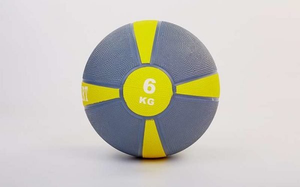 Мяч медицинский медбол Zelart Medicine Ball 6кг (резина, d-24см, серый-желтый)