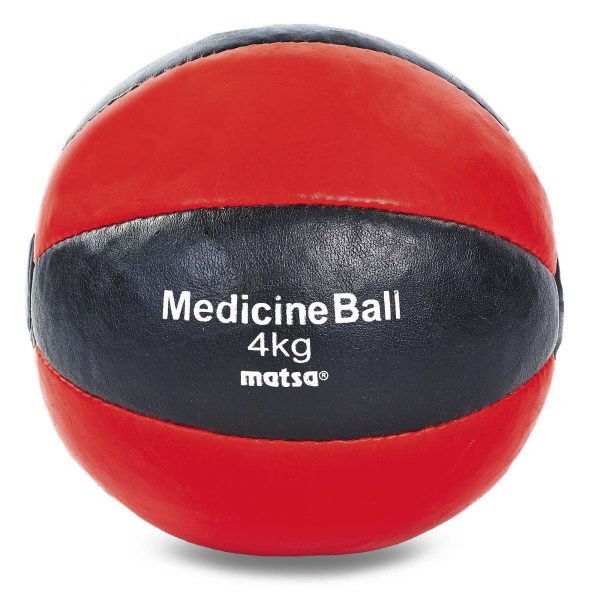 Мяч медицинский медбол MATSA Medicine Ball 4кг (верх-кожа, наполнитель-песок, d-20см, красный-черный)