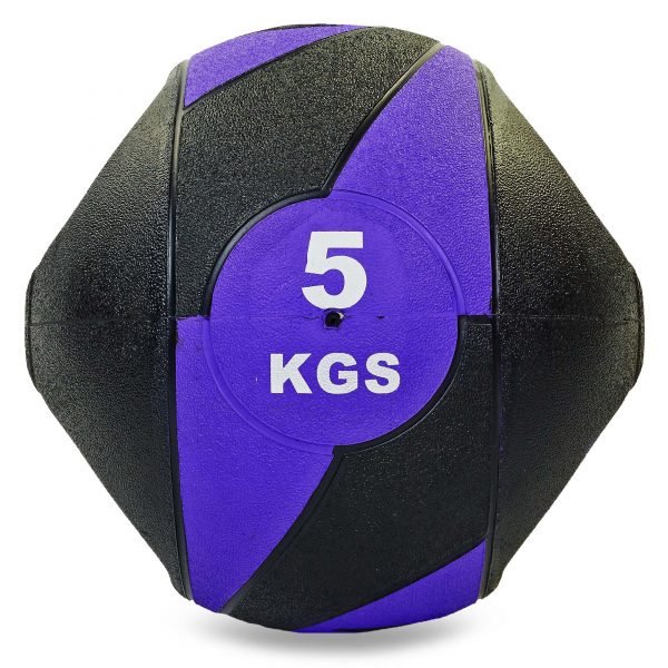 Мяч медицинский медбол с двумя рукоятками Record Medicine Ball 5кг (резина, d-27,5см, черный-фиолетовый)