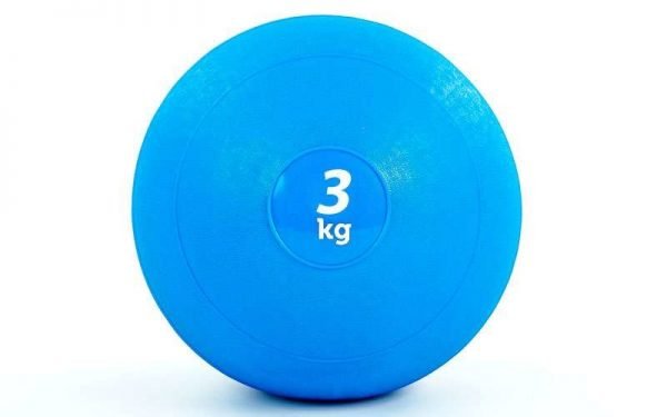 Мяч набивной слэмбол для кроссфита Record SLAM BALL 3кг (резина, минеральный наполнитель, d-23см, синий)