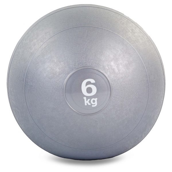Мяч набивной слэмбол для кроссфита Record SLAM BALL 6кг (резина, минеральный наполнитель, d-23см, серый)
