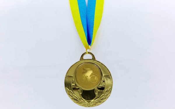 Медаль спортивная с лентой AIM  d-5см Велогонки (металл, 25g, 1-золото, 2-серебро, 3-бронза) - Цвет Золотой