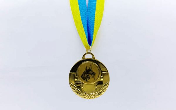 Медаль спортивная с лентой AIM  d-5см Собаки (металл, 25g, 1-золото, 2-серебро, 3-бронза) - Цвет Золотой