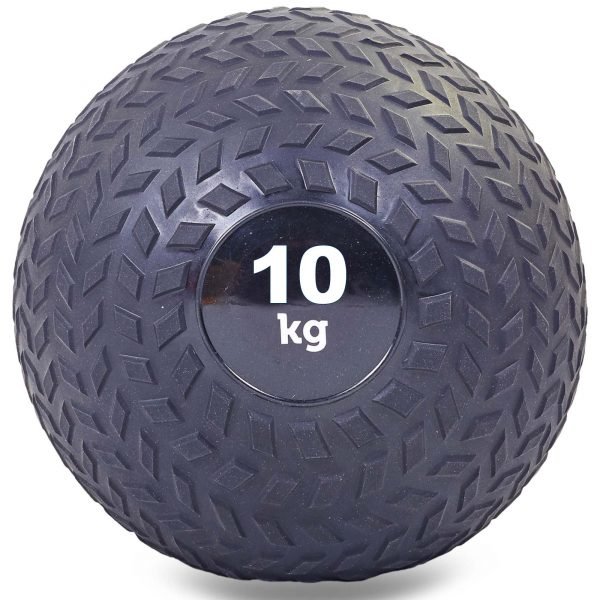 Мяч набивной слэмбол для кроссфита рифленый Record SLAM BALL 10кг (PVC, минеральный наполнитель, d-23см, черный)