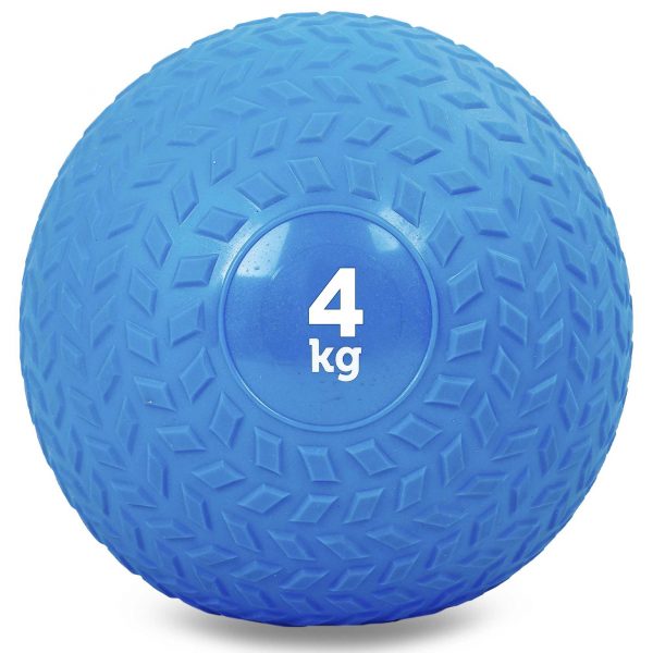 Мяч набивной слэмбол для кроссфита рифленый Record SLAM BALL 4кг (PVC, минеральный наполнитель, d-23см, синий)
