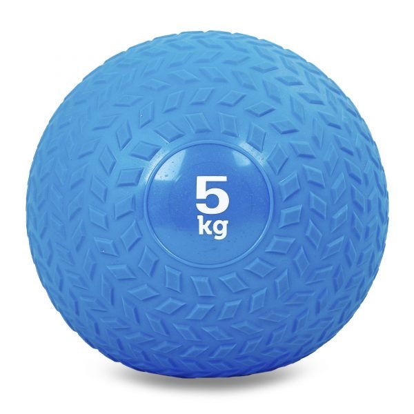 Мяч набивной слэмбол для кроссфита рифленый Record SLAM BALL 5кг (PVC, минеральный наполнитель, d-23см, синий)