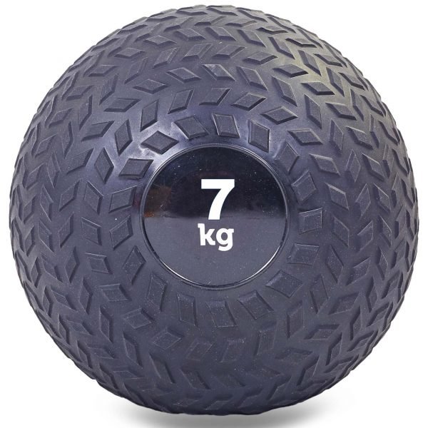 Мяч набивной слэмбол для кроссфита рифленый Record SLAM BALL 7кг (PVC, минеральный наполнитель, d-23см, черный)