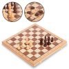 Шахматы, шашки 2 в 1 деревянные (фигуры-дерево, р-р доски 43см x 43см)
