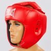 Шлем боксерский открытый с усиленной защитой макушки PU ELS (р-р S-XL, цвета в ассортименте) - Красный-S