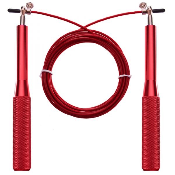 Скакалка скоростная Кроссфит с подшипником и стальным тросом с алюминиевыми ручками CIMA (l-3м, d-3мм, цвета в ассортименте)) - Цвет Красный