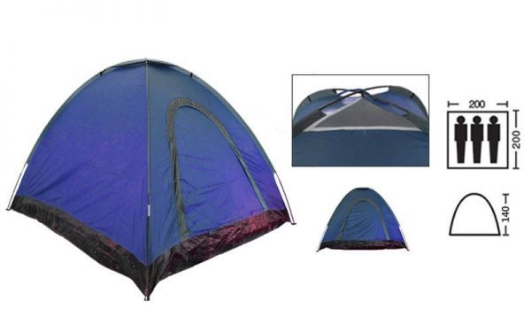 Палатка универсальная самораскладывающаяся 3-х местная (р-р 2х2х1,4м, PL, цвета в ассортименте) - Цвет Синий