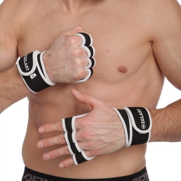 Перчатки атлетические для поднятия веса Zelart размер S-XXL черный-белый - S