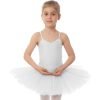Купальник для танцев с юбкой-пачкой детский Zelart размер XS-XL рост 100-165см цвета в ассортименте - Белый-XS, рост 100-110