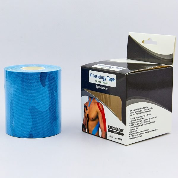 Кинезио тейп в рулоне 7,5см х 5м (Kinesio tape) эластичный пластырь (камуфляж синий, белый, бежевый)