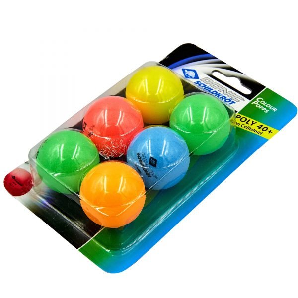 Набор мячей для настольного тенниса 6 штук DONIC COLOR POPPS (ABS, d-40мм, разноцветный)