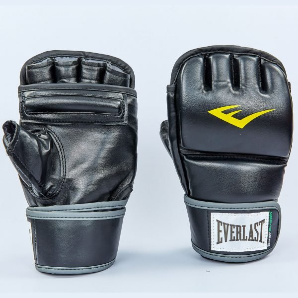 Перчатки для смешанных единоборств MMA PU EVERLAST HEAVY BAG (р-р L-XL, черный-серый)