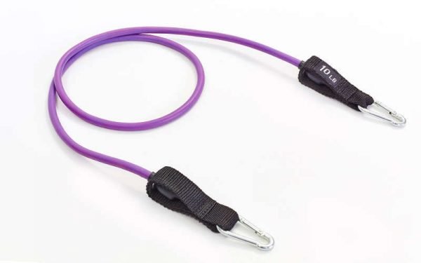 Эспандер трубчатый с карабином фиолетовый (латекс, р-р 5,8х8,3x1200мм, фиолетовый)