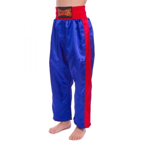 Штаны для кикбоксинга детские MATSA KICKBOXING (полиэстер, 6-14лет, рост 122-152см, синий-красный) - рост 122см, 8
