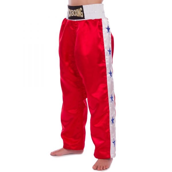 Штаны для кикбоксинга детские MATSA KICKBOXING (полиэстер, 6-14лет, рост 122-152см, красный-белый) - рост 122см, 8