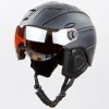 Шлем горнолыжный с визором и механизмом регулировки MOON (PC, p-p M-L-55-61, цвета в ассортименте) - Черный-M (55-58)