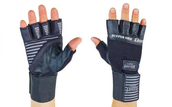 Перчатки для тяжелой атлетики кожаные Zelart размер M-XL черный - M