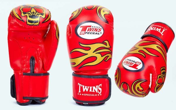 Перчатки боксерские DX на липучке TWN (р-р 10-12oz, цвета в ассортименте) - Красный-10 унции