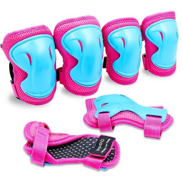 Защита детская наколенники, налокотники, перчатки HYPRO (р-р S-M-3-12лет, цвета в ассортименте) - Розовый-голубой-S (3-7 лет)