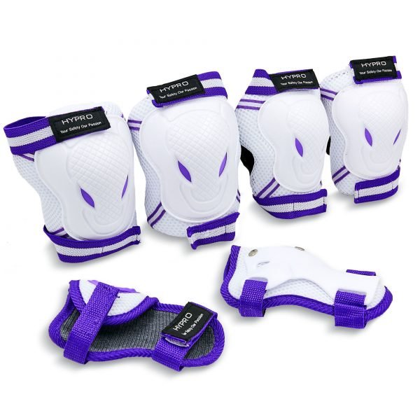 Защита детская наколенники, налокотники, перчатки HYPRO (р-р S-M-3-12лет, цвета в ассортименте) - Белый-фиолетовый-S (3-7 лет)