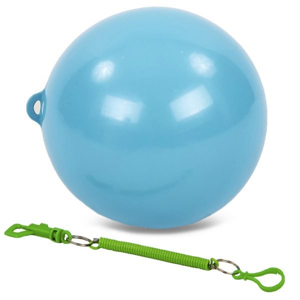Мяч на веревке резиновый (d-20см, 90гр, цвета в ассортименте) - Цвет Голубой