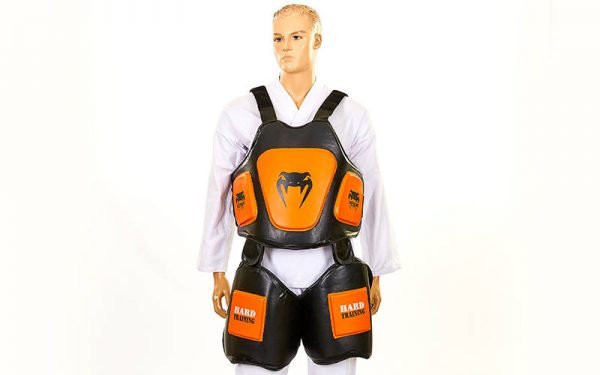 Защита корпуса и бедер тренера PU VNM (безразмерная, крепл. на липучках, черный-оранжевый)