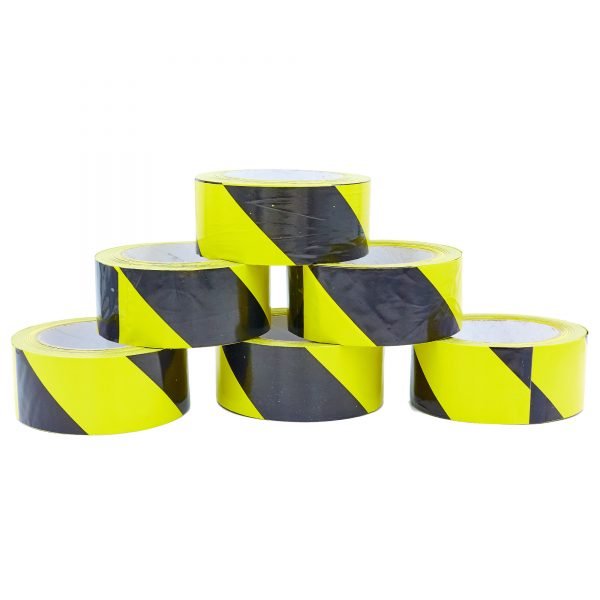 Лента сигнальная для ограждения и защиты (р-р 100мх4,8смх5мк, цвета в ассортименте) - Цвет Желтый-черный