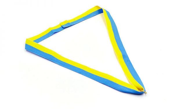 Лента для медали спортивной (полиэстер, l-60см, желтый-голубой)