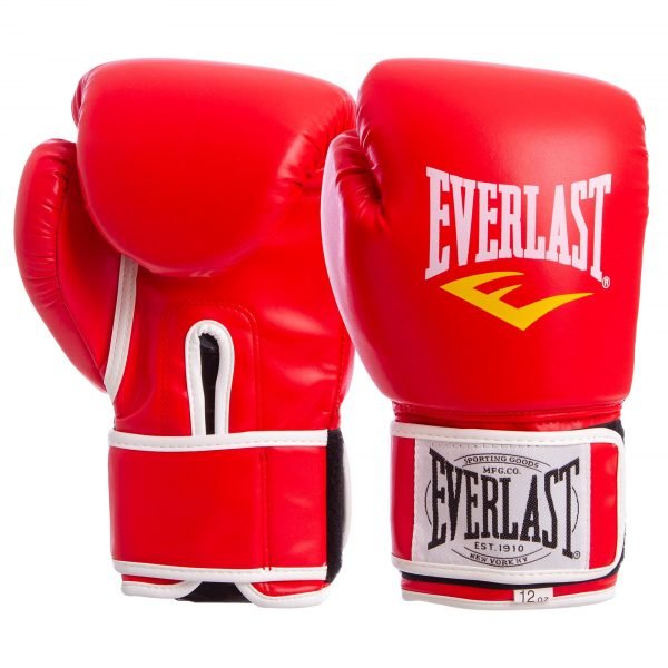 Перчатки боксерские PU на липучке ELS (р-р 8-12oz, цвета в ассортименте) - Красный-8 унции