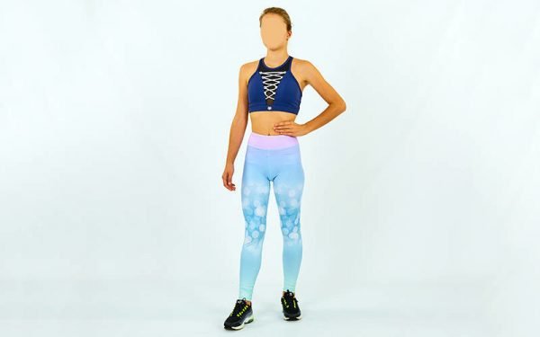 Лосины для фитнеса и йоги с принтом Domino Pastel размер S-L рост 150-180, вес 40-60кг белый-фиолетовый-голубой - S, рост 150-160