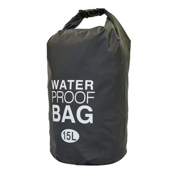 Водонепроницаемый гермомешок с плечевым ремнем Waterproof Bag 15л (PVC,цвета в ассортименте ) - Цвет Черный