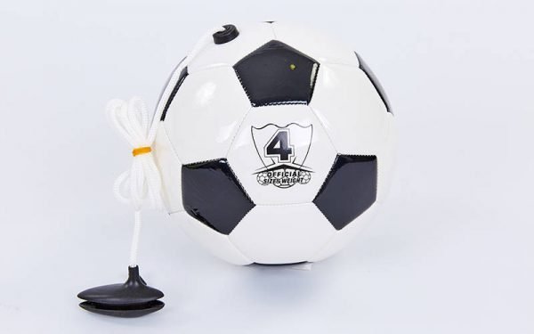 Мяч футбольный тренировочный футбольный тренажер №4 (PU, черный-белый)