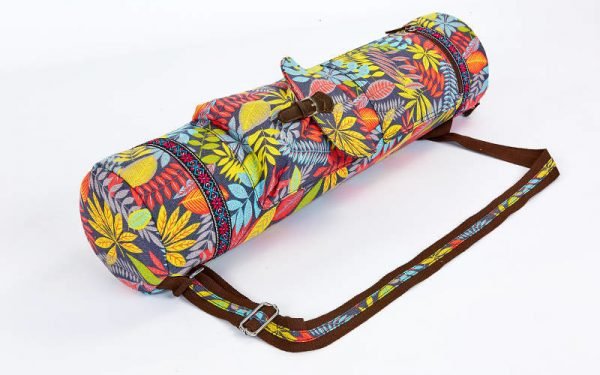 Сумка для йога коврика Yoga bag FODOKO (размер 16смх70см, полиэстер, хлопок, красный-желтый)